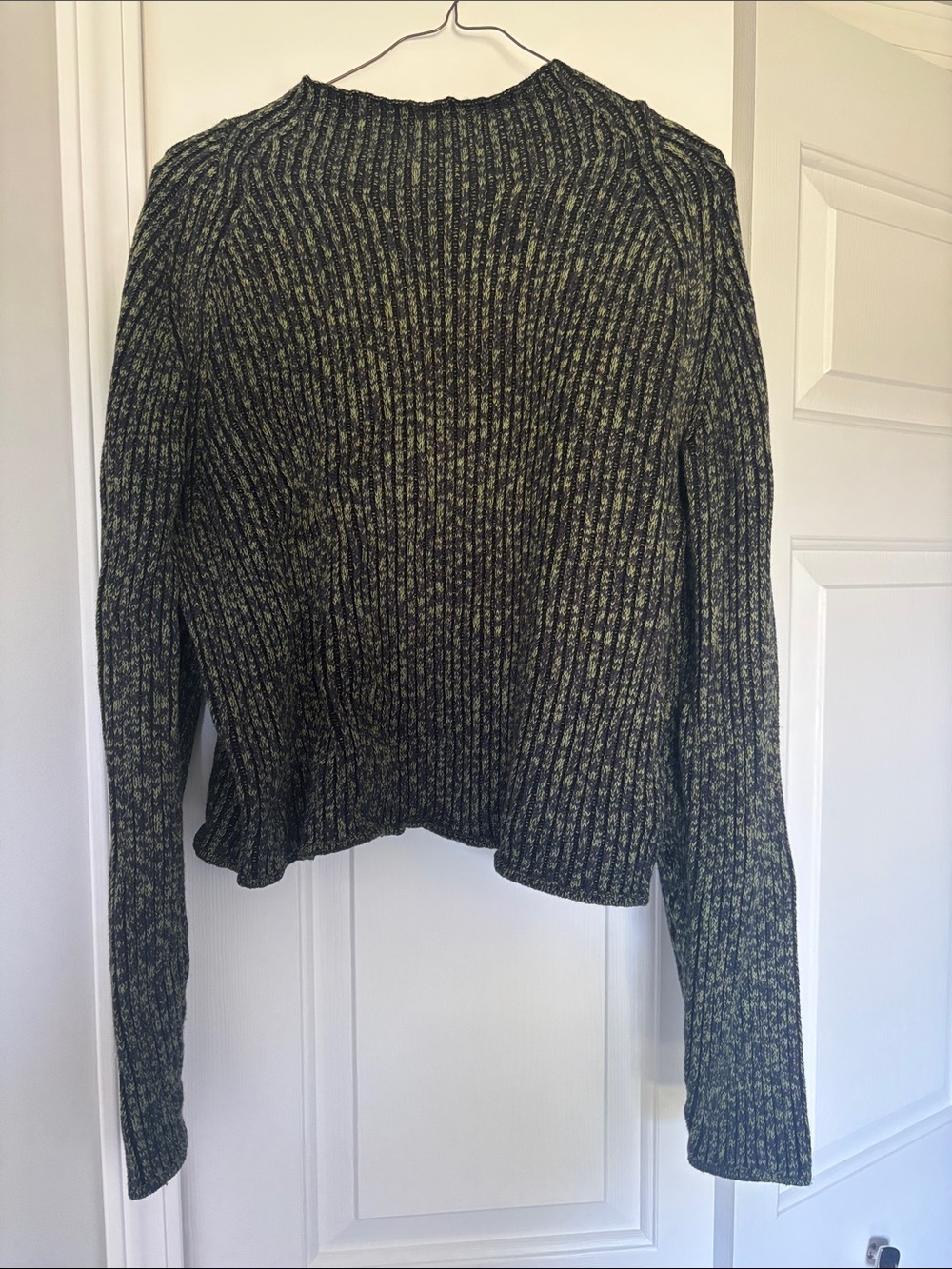 Lululemon Cotton-Cashmere Blend Mockneck Sweater Ribbed Marled Knit Black/Green